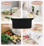 Poschnor Gift Basket Empty with Gift Bags and Ribbons, 12"X 8" X 5" Small Woven Rope Basket, Toy Basket for Baby and Pet, Black