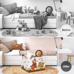 Clastyle Pumpkin Turkey Gift Basket Large Maple Leaf Scarecrow Cart Fall Basket Farm Harvest Storage Bin for Clothes Toy Book