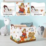 Clastyle Pumpkin Turkey Gift Basket Large Maple Leaf Scarecrow Cart Fall Basket Farm Harvest Storage Bin for Clothes Toy Book