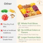 Dried Fruit Gift Baskets for Women – 10 Gourmet Tropical Assortment Box | Soft Dry Fruit Basket Gift – Fresh Fruits and Nuts Food Gifts - Birthday Gifts for Women - Includes Reusable Wood Tray