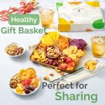 Dried Fruit Gift Baskets for Women – 10 Gourmet Tropical Assortment Box | Soft Dry Fruit Basket Gift – Fresh Fruits and Nuts Food Gifts - Birthday Gifts for Women - Includes Reusable Wood Tray