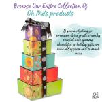 Oh! Nuts Dried Fruit and Nuts Gift Basket Tower with Black Ribbon Gift Basket, 5 Tier Gourmet Arrangement Platter, Healthy Kosher Snack Box for Birthday, Anniversary