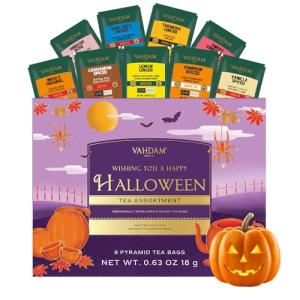 VAHDAM, Limited Edition Halloween Tea Gift Basket | 9 Premium Variety Pyramid Tea Bags | Halloween Gifts for Women, Men and Adults I Tea Gift Set