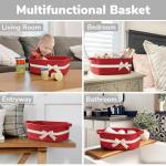 CHICVITA Small Storage Basket for Gifts , Gift Baskets Empty, Baby Basket for Toys, Towels, Decorative Woven Rope Baskets for Living Room, Red, 13"x 10"x 5"