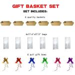 Baskets For Gifts Empty, 6 PCS Sturdy Diy Bulk Gift Basket Kraft Market Tray Cardboard Basket With Handles, Gift Baskets Kit Supplies Wrap To Fill For Birthday Christmas Valentines Thanksgiving