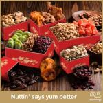 NUT CRAVINGS - Rakhi for Brother Dried Fruit & Mixed Nuts Gift Basket Red Tower + Heart Ribbon (12 Assortments) Food Arrangement, Healthy Snack Care Package, Kosher