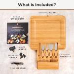 Cheese Platter and Meat Tray - Bamboo Charcuterie Board Set With Utensils and Wine Opener Included