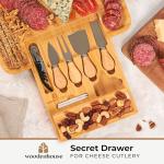 Cheese Platter and Meat Tray - Bamboo Charcuterie Board Set With Utensils and Wine Opener Included
