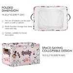 Sletend Foldable Canvas Storage Basket with Handles Halloween Cartoon Ghost Durable Storage Bin Organizer for Nursery Kids Shelves Desks Printed Canvas Storage Basket