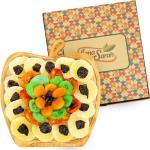 Dried Fruit Gift Basket by Anna and Sarah – 2 lbs Gourmet Fruit Tray with Pineapple Rings, Apricots, Kiwi, Prunes, Peaches & Black Raisins | Healthy Snack Box in Bamboo Basket, Holiday or Birthday Gift