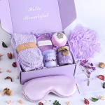 Relaxing Spa Kit Gift Basket Set - Birthday Gifts for Women - Gift for Wife, Mom, Sister, Girlfriend, Friends (Purple)