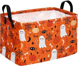 DUYIY Pumpkin Ghost Halloween Rectangle Kids Gift Storage Basket Shelf Storage Basket Organizer Box Clothes Laundry Hamper Toys Nursery Basket Baby Laundry Basket with Handles