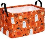 DUYIY Pumpkin Ghost Halloween Rectangle Kids Gift Storage Basket Shelf Storage Basket Organizer Box Clothes Laundry Hamper Toys Nursery Basket Baby Laundry Basket with Handles