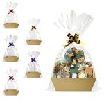 Baskets For Gifts Empty, 5 PCS Sturdy Diy Bulk Gift Basket Kraft Market Tray Cardboard Basket With Handles, Gift Baskets Kit Supplies Wrap To Fill For Birthday Christmas Valentines Thanksgiving