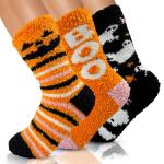 TEHOOK 4X Thicker & 2X Softer Halloween Fuzzy Socks for Boo Spooky Basket Stuffers for Her, Cozy Fluffy Soft Warm Socks for Fall Halloween Gifts for Women