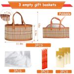 3 Set Baskets for Gifts Empty, Large Woven Bamboo Gift Basket Kit with Handles, Sturdy Empty Gift Baskets to Fill for Baby Shower, Birthday Party Wrapping Gift -3 Cellophane Wrap Bags,3 Gift Cards