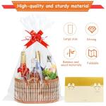 3 Set Baskets for Gifts Empty, Large Woven Bamboo Gift Basket Kit with Handles, Sturdy Empty Gift Baskets to Fill for Baby Shower, Birthday Party Wrapping Gift -3 Cellophane Wrap Bags,3 Gift Cards