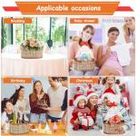 3 Set Baskets for Gifts Empty, Large Woven Bamboo Gift Basket Kit with Handles, Sturdy Empty Gift Baskets to Fill for Baby Shower, Birthday Party Wrapping Gift -3 Cellophane Wrap Bags,3 Gift Cards