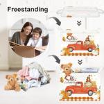 Clastyle Pumpkin Gift Basket Empty Rectangular Foldable Clothes Toy Storage Bin Large Gnome Truck Book Shelf Basket Orange Bull Plaid Harvest Basket