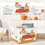 Clastyle Pumpkin Gift Basket Empty Rectangular Foldable Clothes Toy Storage Bin Large Gnome Truck Book Shelf Basket Orange Bull Plaid Harvest Basket