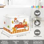 Clastyle Pumpkin Gift Basket Empty Rectangular Foldable Clothes Toy Storage Bin Large Gnome Truck Book Shelf Basket Orange Bull Plaid Harvest Basket