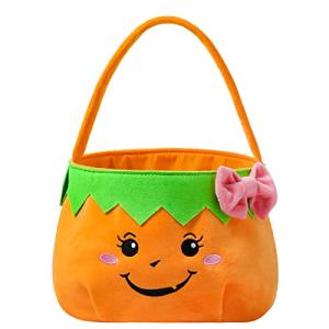 THOVSMOON Halloween Trick or Treat Bags Candy Basket Tote, Gift Bucket for Halloween Party Favor Supplies (Pumpkin)