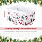 Maxcheck 6 Pcs Large Christmas Santa Storage Basket Foldable Christmas Gift Basket Rectangle Xmas Present Storage Boxes Bin Fabric Laundry Storage Organizer with Handles for Cloth Toy