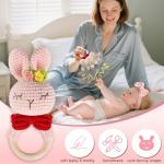 Totiro Newborn Baby Girl Gift, 9 Pcs Baby Gifts for Girls Newborn Essentials, New Baby Girl Gift Basket Baby Shower Gender Reveal Gifts, New Mom Gift Swaddle Blanket Bunny Rattle Gift Set