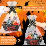 Yeaqee 36 Pcs 12 Pack Halloween Basket for Gifts with Bows Ribbons Bulk Treat Basket Orange Black Gift Baskets for Halloween Treat Party Favors