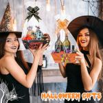 Yeaqee 36 Pcs 12 Pack Halloween Basket for Gifts with Bows Ribbons Bulk Treat Basket Orange Black Gift Baskets for Halloween Treat Party Favors