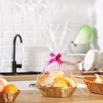 Jetec 12 Pcs Baskets for Gifts Empty, 9 x 6 x 2.24 Inches Woven Basket with 60 Colorful Pull Bows and 30 Clear Bags, Gift Fruit Storage for Thanksgiving, Christmas and Any Occasion(Beige)