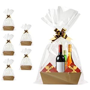 Basket For Gifts Empty, 5 PCS Sturdy Diy Bulk Gift Basket Kraft Market Tray Cardboard Baskets With Handles, Gift Baskets Kit Supplies Wrap To Fill For Holiday Birthday Christmas Valentines Thanksgiving