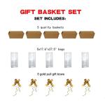 Basket For Gifts Empty, 5 PCS Sturdy Diy Bulk Gift Basket Kraft Market Tray Cardboard Baskets With Handles, Gift Baskets Kit Supplies Wrap To Fill For Holiday Birthday Christmas Valentines Thanksgiving