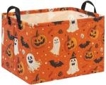 HIYAGON Halloween Basket Halloween Pumpkin Basket for Boys and Girls Trick or Treat Pumpkin Basket for Halloween Parties Cute Storage Bin Organizer Box Rectangular Room Decor(Halloween Pumpkin)