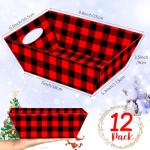 Potchen 12 PCS Baskets for Gifts Baskets Bulk Empty with Handle Small Gift Bags for Baby Shower Graduation Party Thanksgiving Christmas(Plaid)