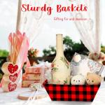 Potchen 12 PCS Baskets for Gifts Baskets Bulk Empty with Handle Small Gift Bags for Baby Shower Graduation Party Thanksgiving Christmas(Plaid)
