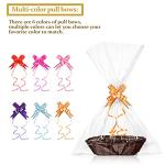 Jetec 12 Pcs Baskets for Gifts Empty, 9 x 6 x 2.24 Inches Woven Basket with 60 Colorful Pull Bows and 30 Clear Bags, Gift Fruit Storage for Thanksgiving, Christmas and Any Occasion(Dark Brown)