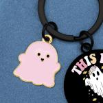 Spooky Basket Stuffers Halloween Gifts for Women Halloween Decor Accessories Merch for Girls Kids Funny Gag Gift Pink Girly Cool Stuff This Is Boo Sht Ghost Keychain for Daughter Sister Girlfriend