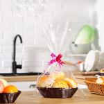 Jetec 12 Pcs Baskets for Gifts Empty, 9 x 6 x 2.24 Inches Woven Basket with 60 Colorful Pull Bows and 30 Clear Bags, Gift Fruit Storage for Thanksgiving, Christmas and Any Occasion(Dark Brown)