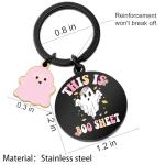 Spooky Basket Stuffers Halloween Gifts for Women Halloween Decor Accessories Merch for Girls Kids Funny Gag Gift Pink Girly Cool Stuff This Is Boo Sht Ghost Keychain for Daughter Sister Girlfriend