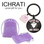 Spooky Basket Stuffers Halloween Gifts for Women Halloween Decor Accessories Merch for Girls Kids Funny Gag Gift Pink Girly Cool Stuff This Is Boo Sht Ghost Keychain for Daughter Sister Girlfriend