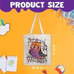 JOYIN 3PCS 13.75” Large Halloween Tote Treat Bags for Trick or Treating, Halloween Goodie Candy Bags, Reusable White Canvas Gift Bag for Kids Party Favor Supplies, Snack Grocery Tote with Handles