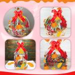 Fall Thanksgiving Gift Bags for Basket, 20x28 Inch Large Clear Basket Bags, 15 PCS Pumpkin Maple Leaf Cellophane Wrap with 15 PCS Pull Bows, Plastic Cellophane Bags for Fall Thanksgiving Gift Wrapping