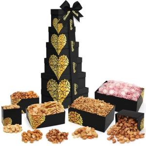Nuts gift Basket Tower, Heart Design 6 Tier Food Baskets for Men and Women.