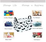 KUNRO Bat Pattern Halloween Storage Gift Basket Canvas Storage Bins with Handles Rectangle Storage Cubes Organizer for Bedroom Living Room