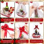 Yeaqee 36 Pcs 12 Pack 8 x 10 inch Christmas Baskets for Gifts Empty Santa Belt Cardboard Baskets Bags Kit Red Pull Bows Wine Basket for Xmas