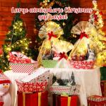 Cholemy 12 Pack 12 x 10 x 4 Inch Christmas Gift Baskets Empty Kit Include 12 Cardboard Gifts Baskets with Handles, 12 Wrap Bags, 12 Pull Bows for Christmas Weddings Anniversaries (Classic Style)