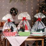 Cholemy 12 Pack 12 x 10 x 4 Inch Christmas Gift Baskets Empty Kit Include 12 Cardboard Gifts Baskets with Handles, 12 Wrap Bags, 12 Pull Bows for Christmas Weddings Anniversaries (Classic Style)