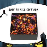 Jansun Halloween Black Orange Purple Crinkle Cut Paper, 115g/4oz Shred Filler with Pumpkin Spider Bat for Gift Wrapping Craft DIY Basket Filling Trick or Treat Candy Decorations