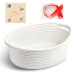 Bufims Small Woven White Gifts Basket for Storage Empty with Ribbons and Bags Durable Cute Gifts 12"X 8" X 5" Small Rope Basket for Gifting